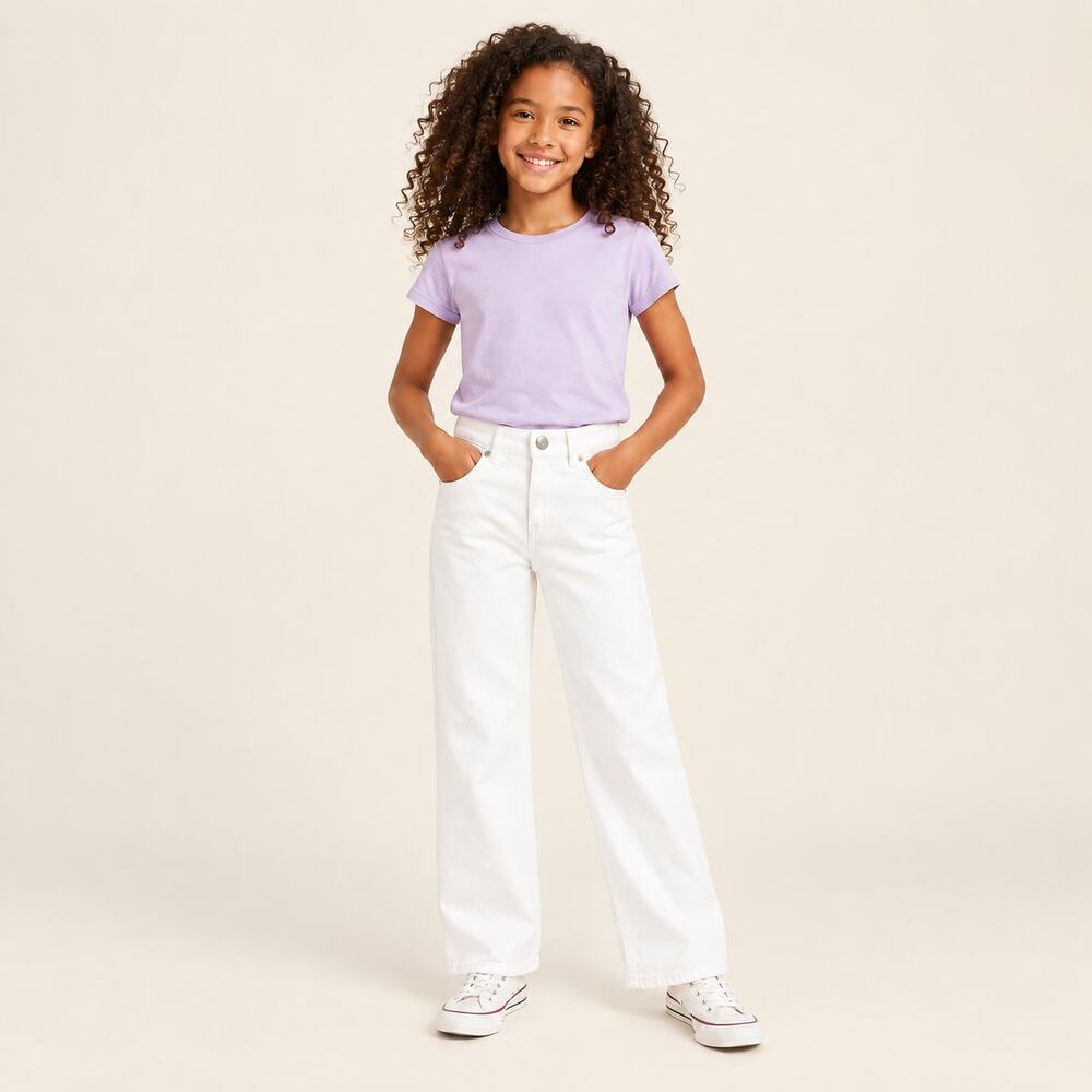 Crewcuts Jeans GIRLS 8 White Slim Wide Leg Stretch Denim Kidcore School Preppy